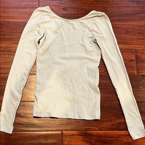 Free People Light Blue Open Back Long Sleeve Fitted Blouse